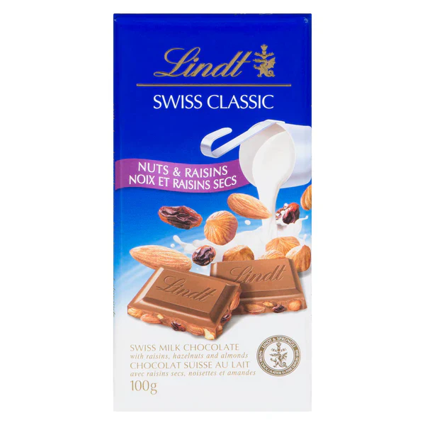 LINDT - SWISS CLASSIC FRUIT & NUT 12x100 GR