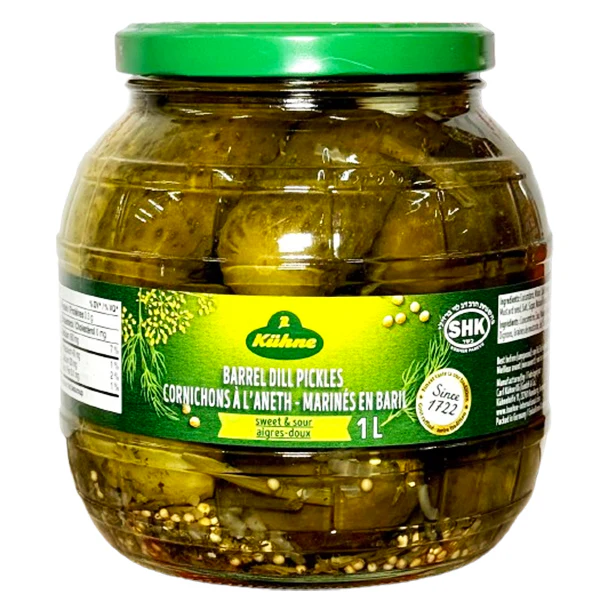 KUHNE - BARREL DILL PICKLES KOSHER 6x1 LT