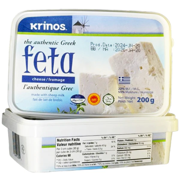 KRINOS - GREEK FETA CHEESE TUB 12x200 GR