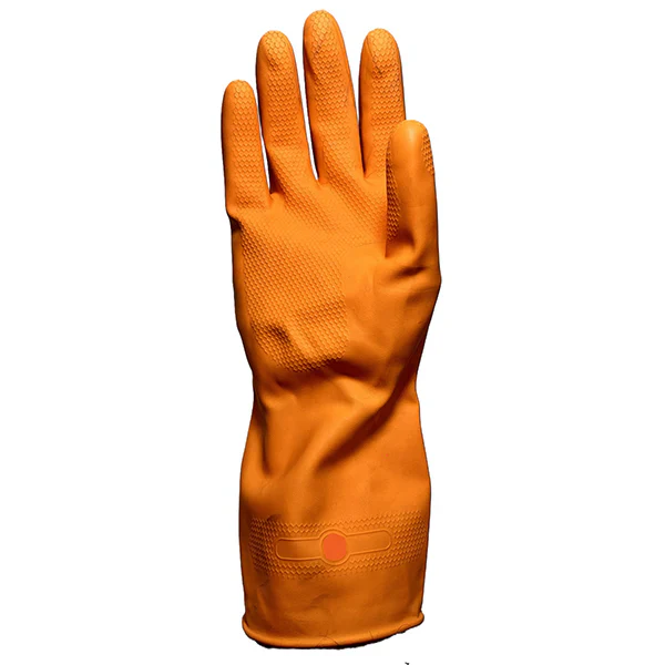 WORKEZE - ORANGE 19MIL LATEX GLOVE--SMALL 12x1 PK