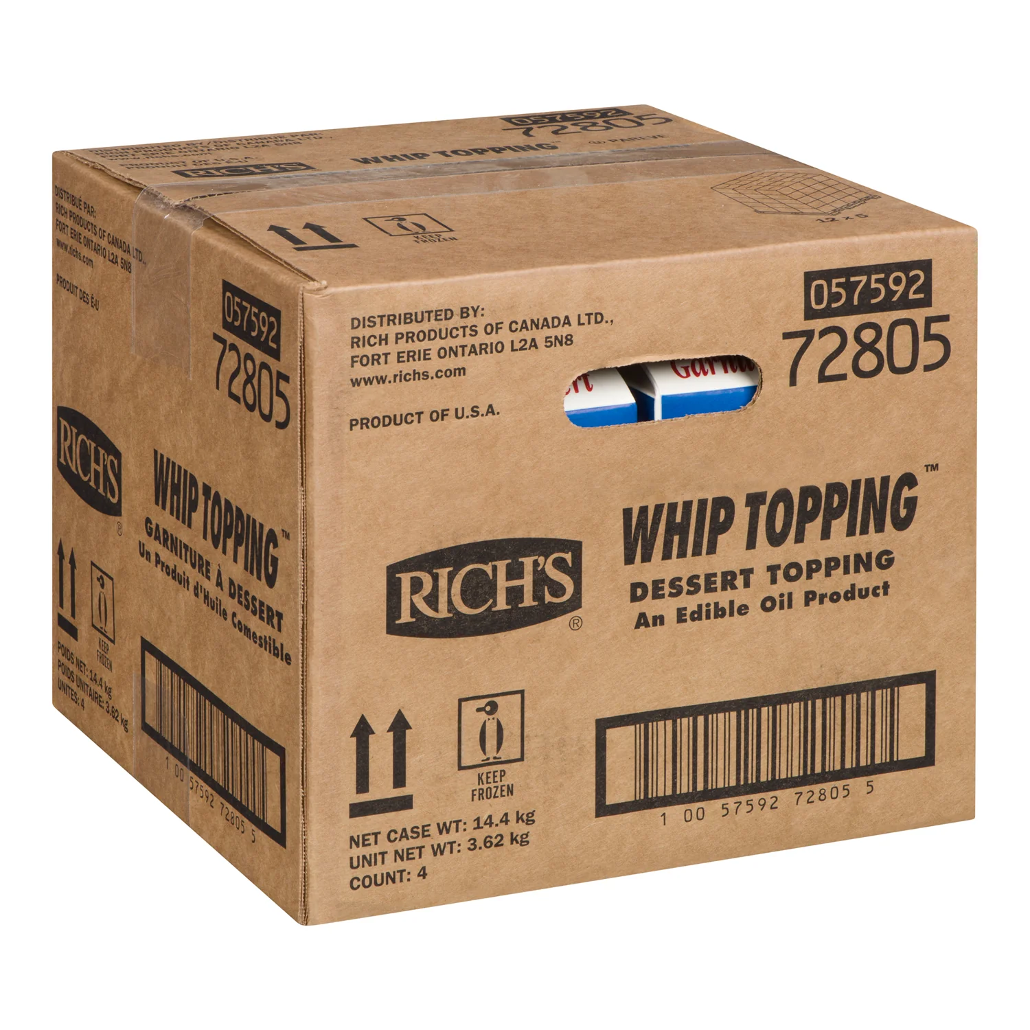 RICHS - WHIP TOPPING DESSERT FROZEN TPG 4x3.62 KG