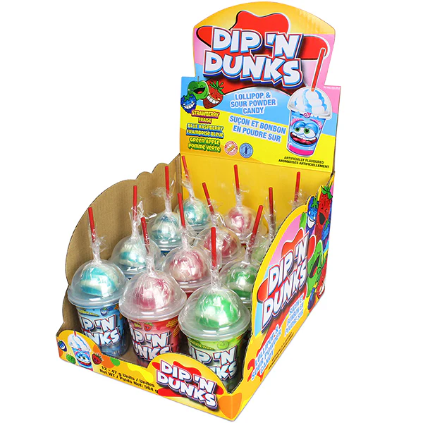 DIP N DUNKS - LOLLIPOP & SOUR POWDER CANDY 8x12x47GR