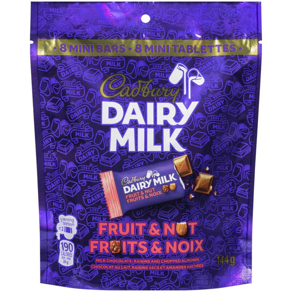 CADBURY - FRUIT & NUT MINI BARS 8x144 GR