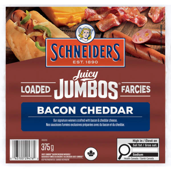 SCHNEIDERS - JUICY JUMBO LOADED BACON AND CHEDDAR 12x375 GR