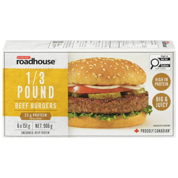 CARDINAL - ROADHOUSE THIRD POUND BURGERS 6x906 GR