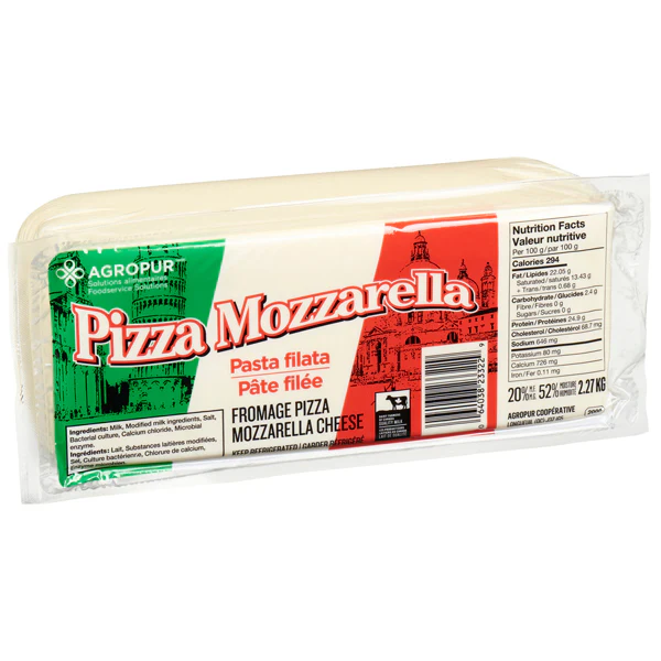 AGROPUR - PIZZA MOZZARELLA 20% BLOCK 8x2.27 KG