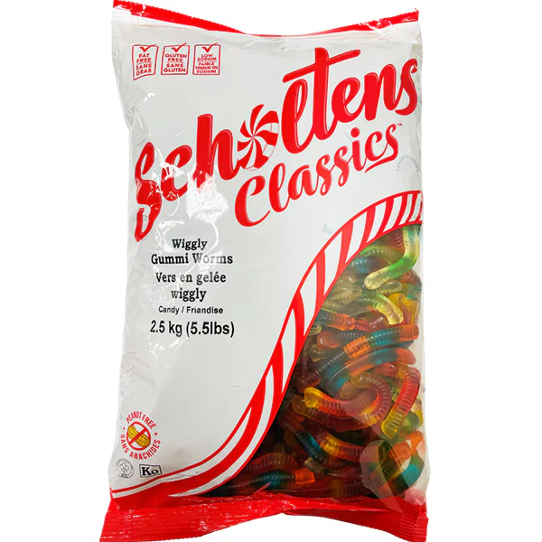 CANADA CANDY COMPANY - BULK WIGGLY GUMMI WORMS 4x2.5 KG