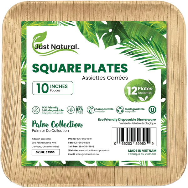 JUST NATURAL - 10IN SQUARE DISH 12x12 EA