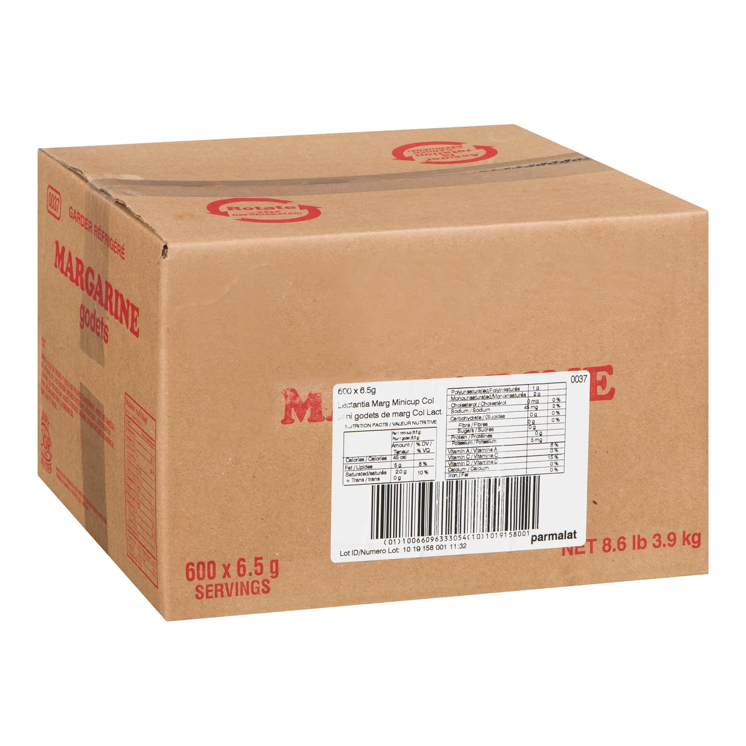 LACTANTIA MARGARINE MINI CUPS 600x6.5 GR