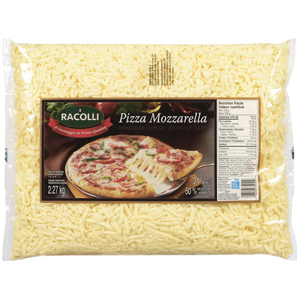 RACOLLI - SHREDDED MOZZARELLA 21% 4x2.27KG