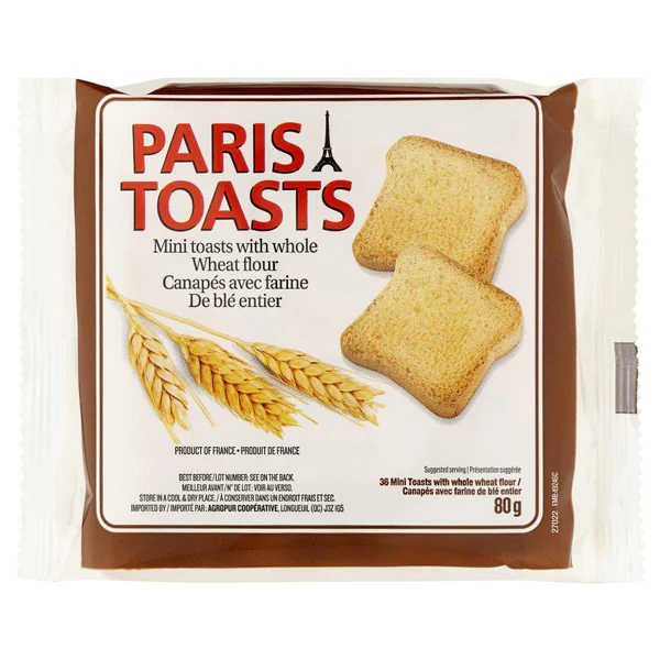PARIS TOASTS - WHOLE WHEAT 24x80 GR
