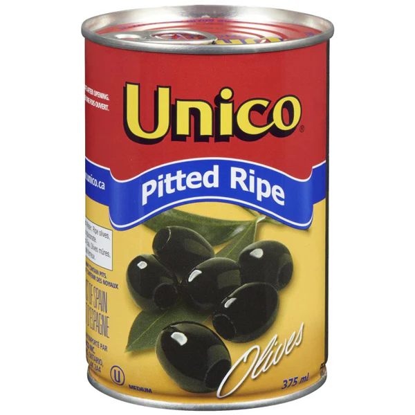 UNICO - MEDIUM BLACK PITTED RIPE OLIVES CAN 24x375ML