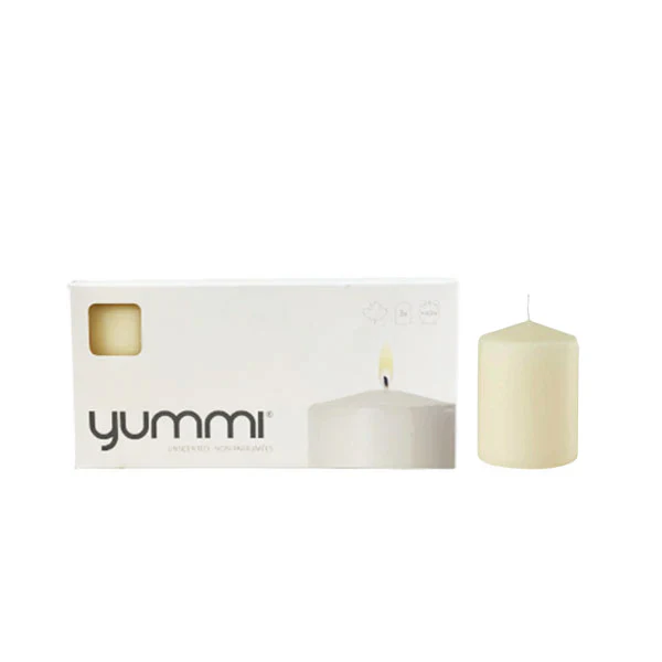 YUMMI - PILLAR CANDLE 2.8X4IN IVORY 4X3EA