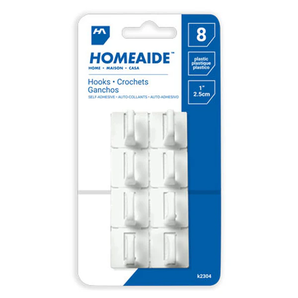 HOME-AIDE - STICKY BACK CUP HOOKS 8 12x EA