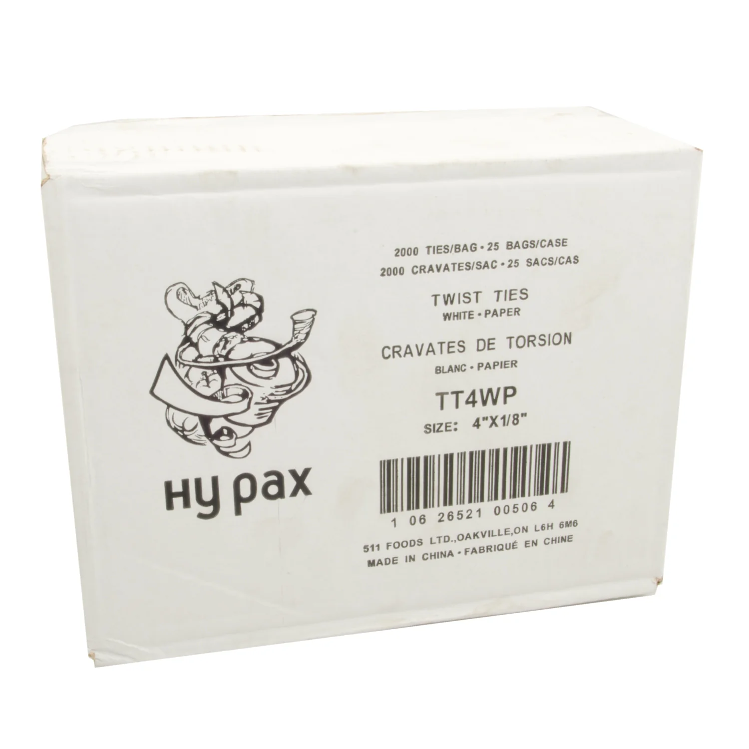HY-FIVE - 4in TWIST TIES WHITE 25x2000 EA
