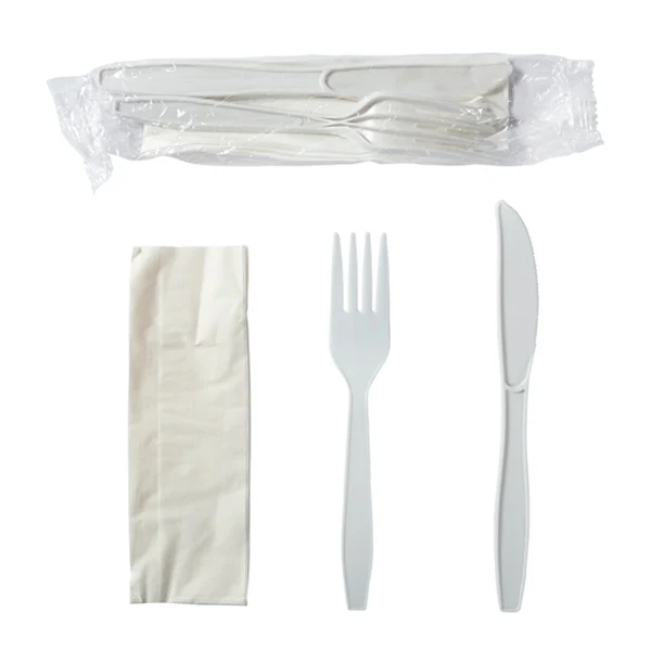 HY-STIX - 3IN1 WHITE FORK KNIFE NAPKIN 500EA