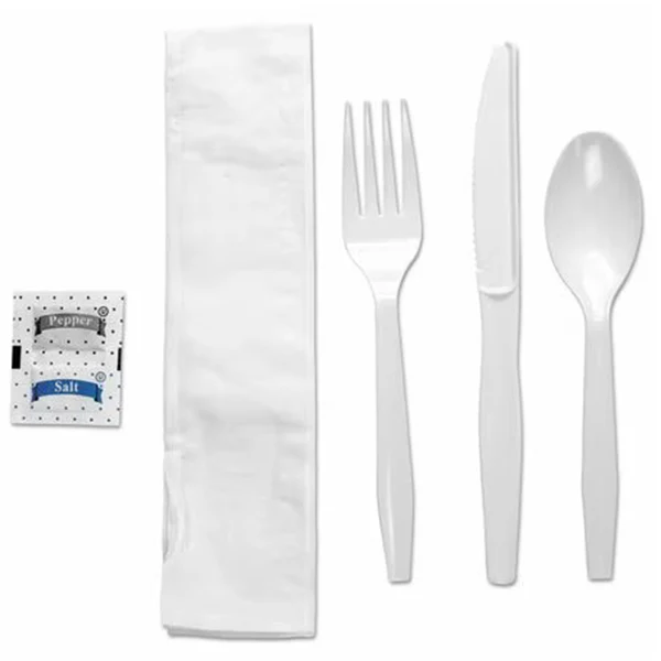 E2E FOODPACK - FORK KNIFE SPOON NAPKIN SALT AND PEPPER CUTLERY 250UN