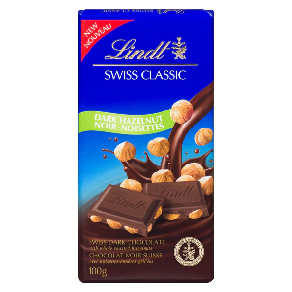 LINDT - SWISS CLASSIC DARK HAZELNUT 12x100 GR