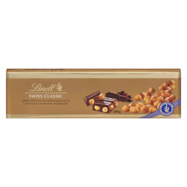 LINDT - SWISS CLASSIC GOLD BAR DARK HAZELNUT 10x300 GR