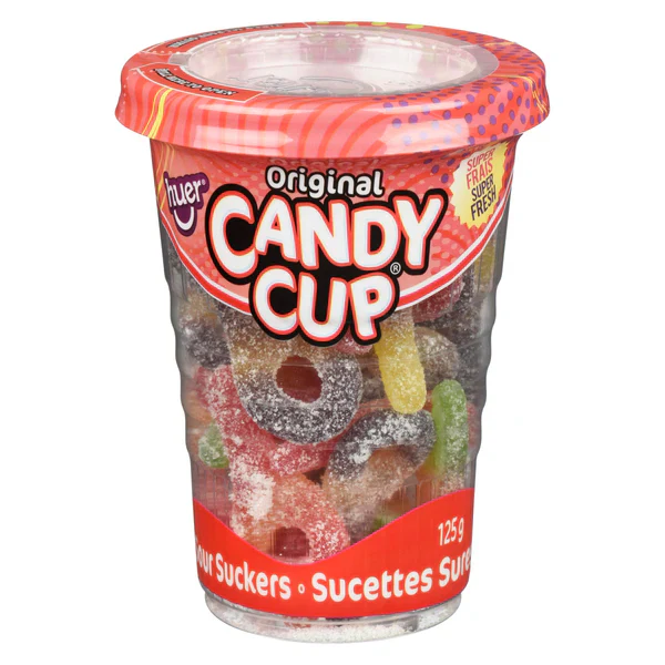 HUER FOODS - CANDY CUP SOUR SUCKERS 24x125 GR