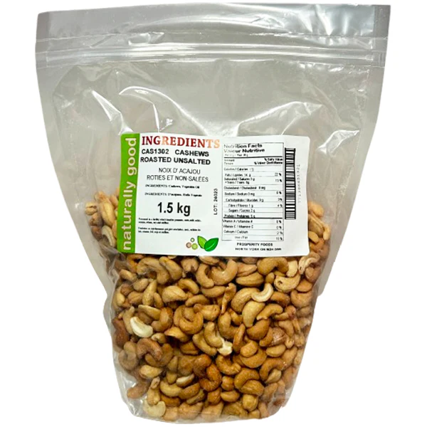 NATURALLY GOOD - CASHEWS ROASTED UNSALTED 2x1.5KG