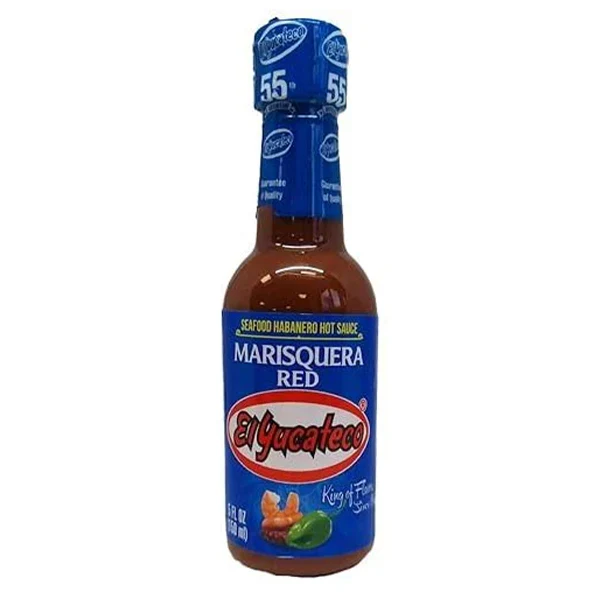 EL YUCATECO - MARSIQUERA RED/ SEAFOOD HABANERO HOT SAUCE 6x120 ML