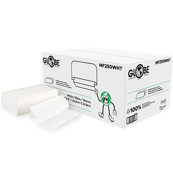GLOBE - MULTIFOLD TOWEL WHITE PAPER 16x250 SHEET