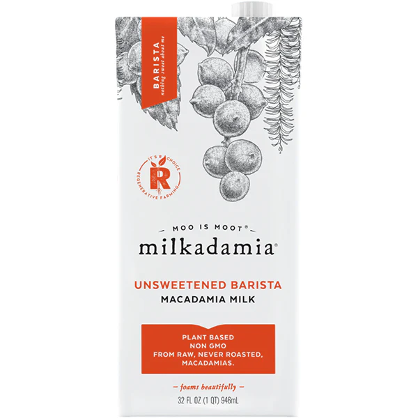 MILKADAMIA - BARISTA MACADAMIA UNSWEETENED MILK 12x32 OZ