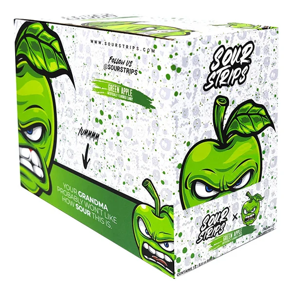 SOUR STRIPS - GREEN APPLE 12x12x96 GR