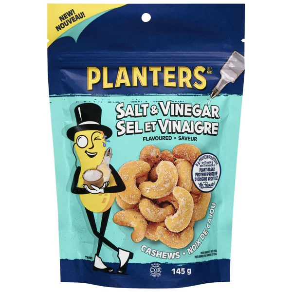 PLANTERS - SALT & VINEGAR CASHEWS 8x145 GR