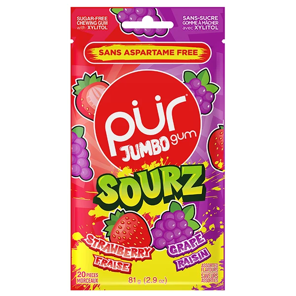 PUR - JUMBO GUM STRAWBERRY GRAPE 10x10x81 GR