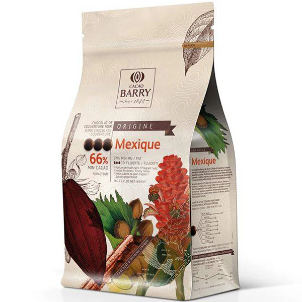 CACAO BARRY - MEXIQUE 66% SEMI SWEET PISTOLES 1KG