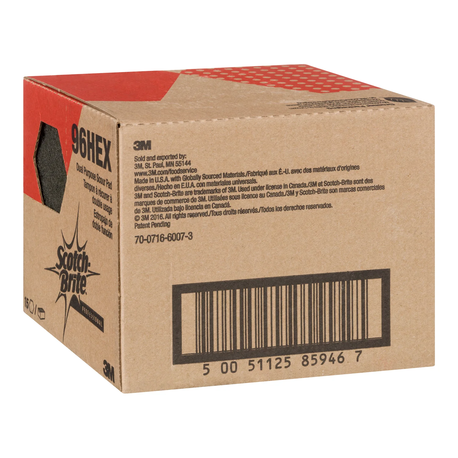 SCOTCH BRITE - 3M SCOURING PAD 3M96HEX 15EA