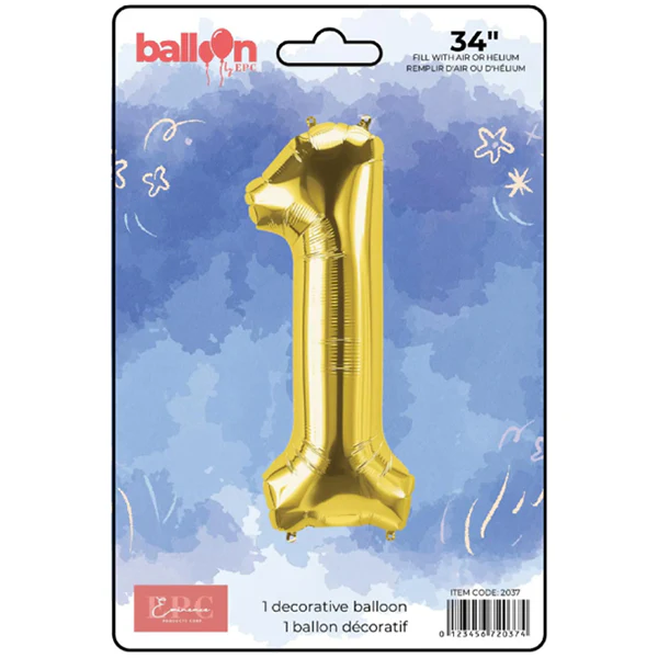 EPC - GOLD FOIL NUMBER 1 BALLOON 34IN 1UN