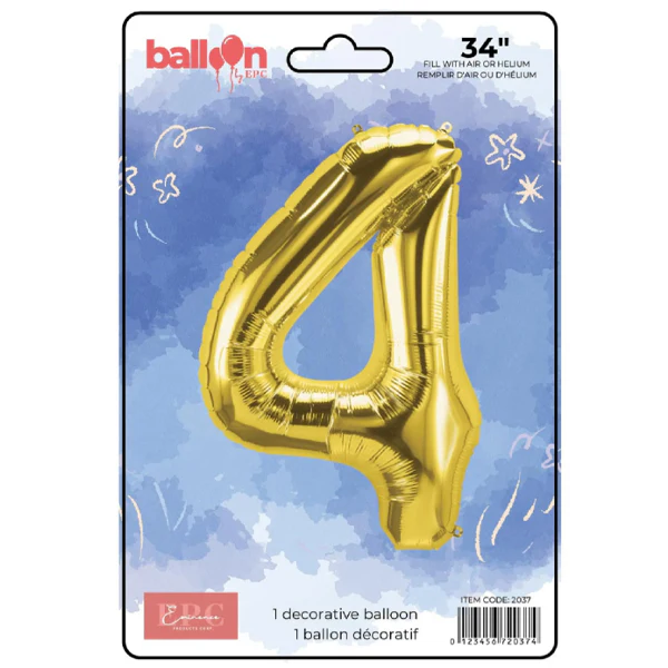 EPC - GOLD FOIL NUMBER 4 BALLOON 34IN 1UN