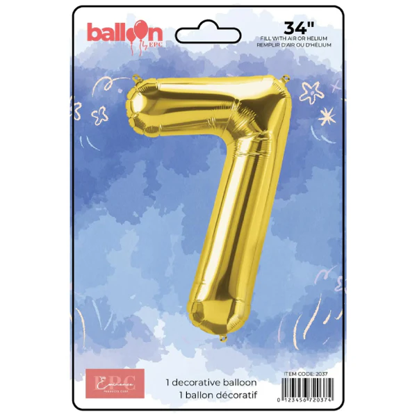 EPC - GOLD FOIL NUMBER 7 BALLOON 34IN 1UN