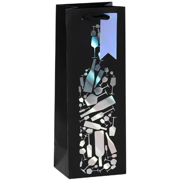 EPC - CHEERS PREMIUM BLACK/SILVER STAMP BOTTLE GIFTBAG 1 UN