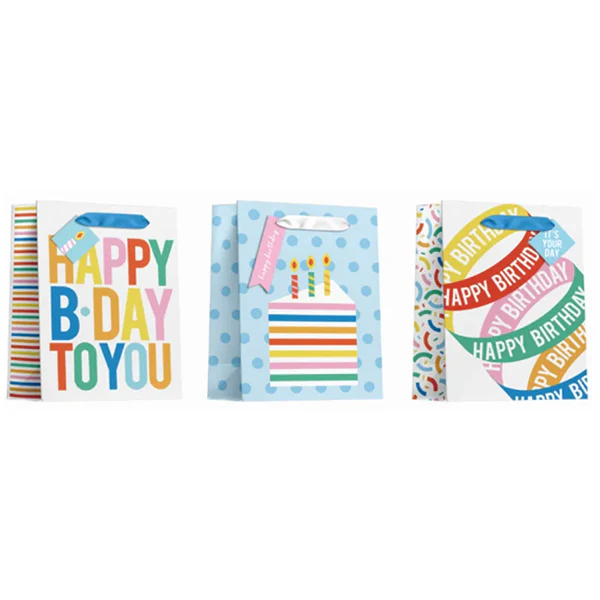 EPC - GLITTER HAPPY BIRTHDAY GIFTBAG LARGE 3STYLES 1 UN