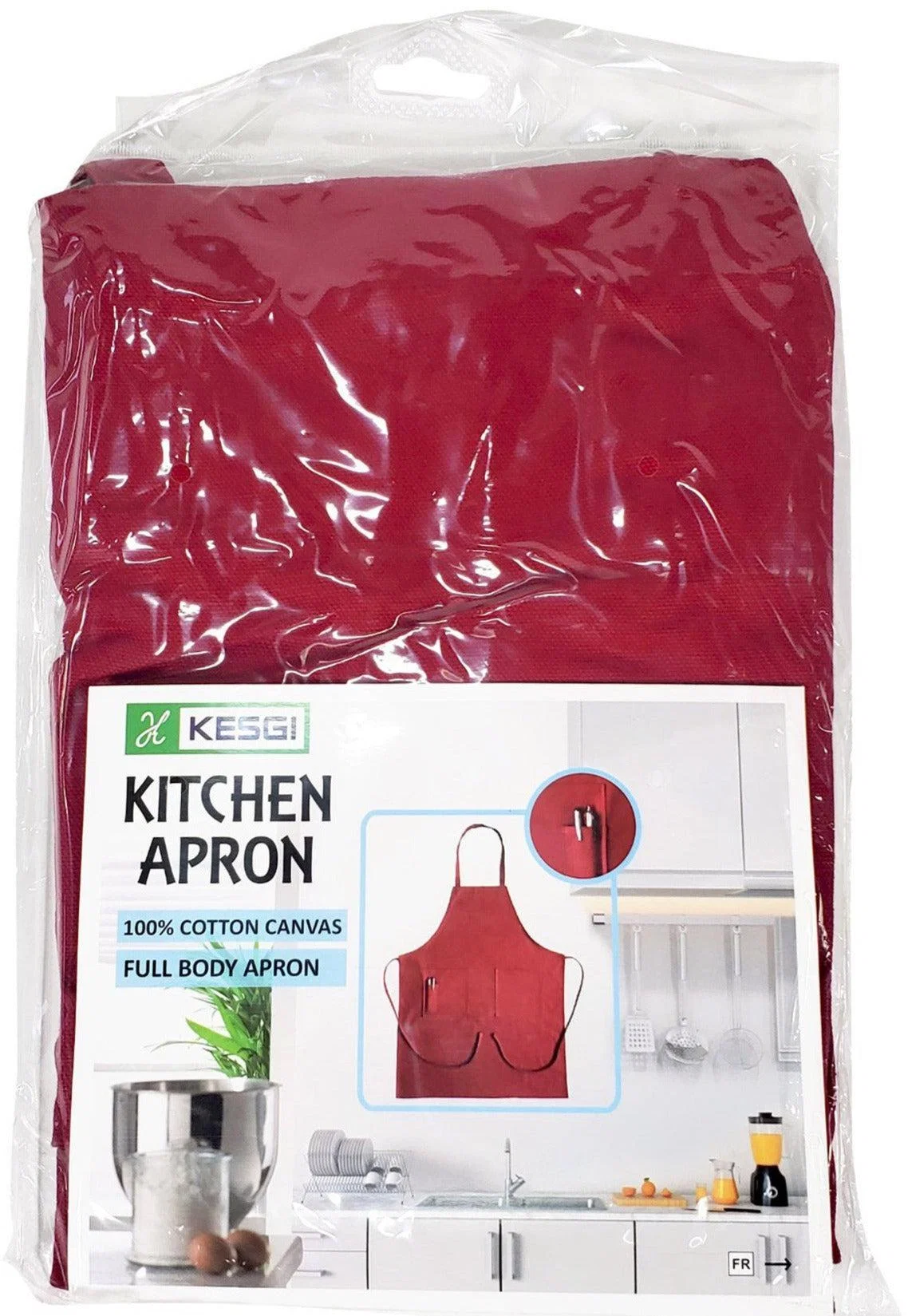 Kesgi - Apron - Full Body - Burgundy - 3 Pockets - AP001BR — Case (36 CT)