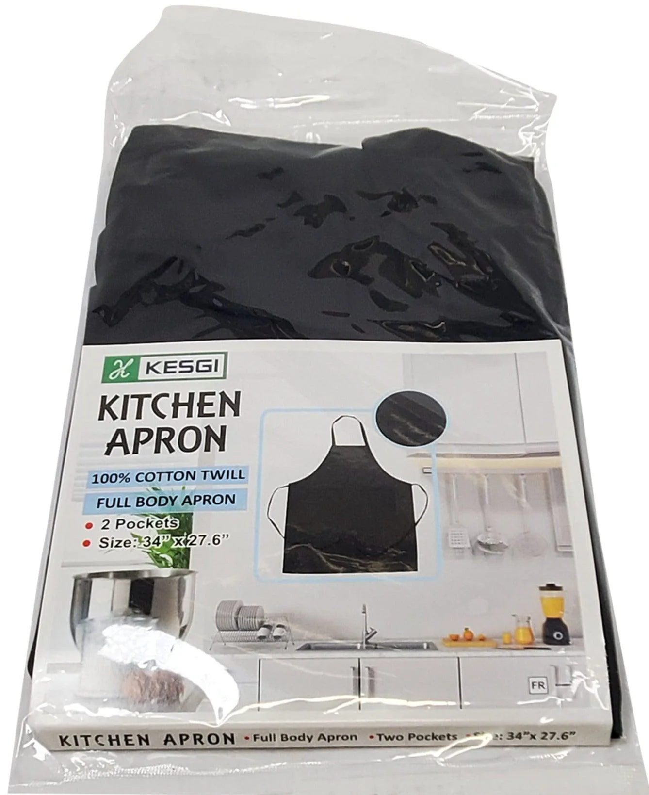 Kesgi - Apron - Full Body - Black - 2 Pockets - AP002BL — Each (1 CT)