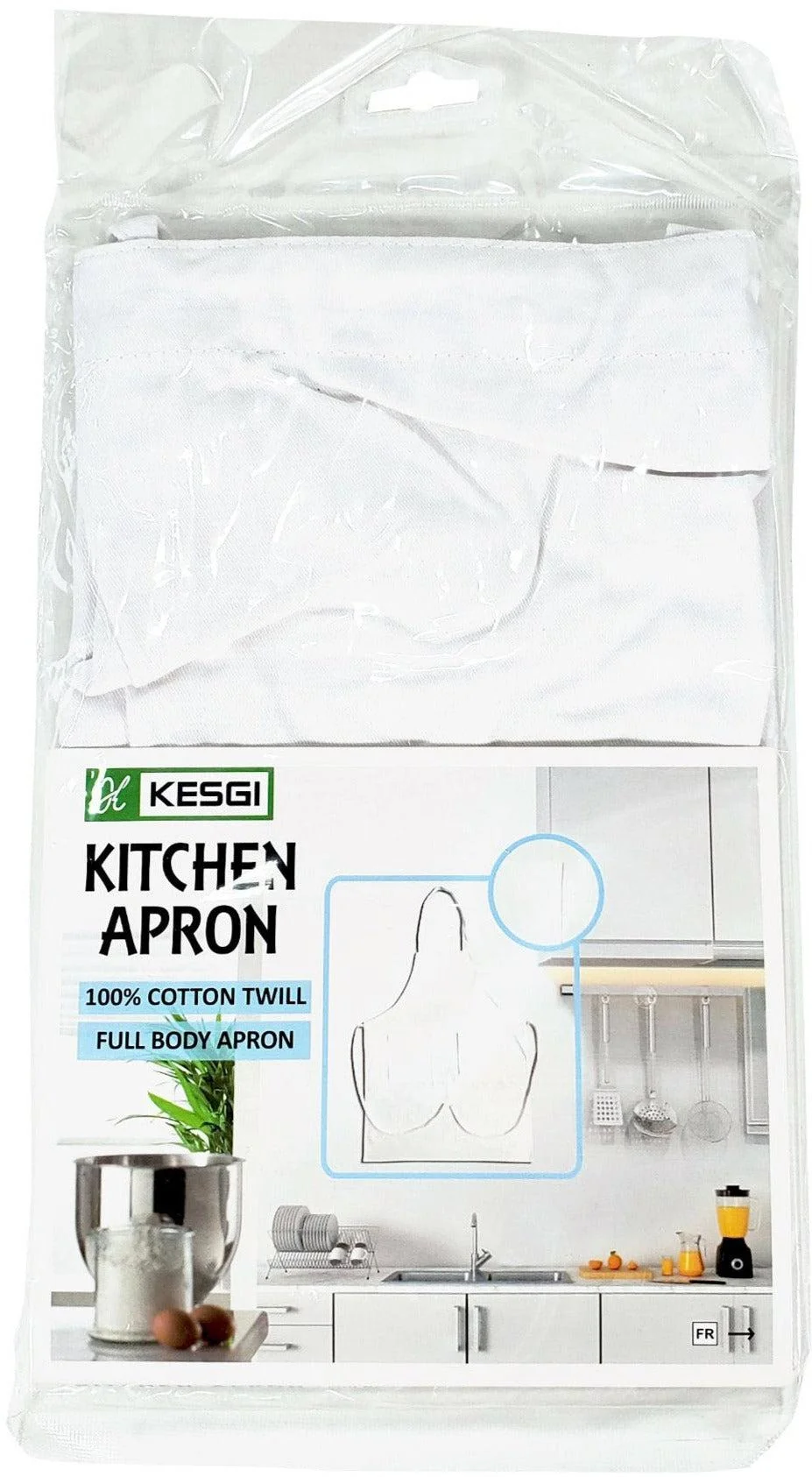 Kesgi - Apron - Full Body - White - 2 Pockets - AP002WH — Each (1 CT)