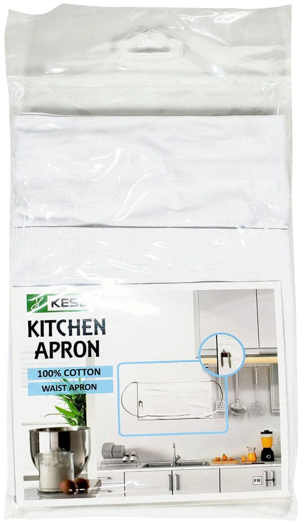 Kesgi - Apron - Waist - White - 3 Pockets - AP003WH — Each (1 CT)