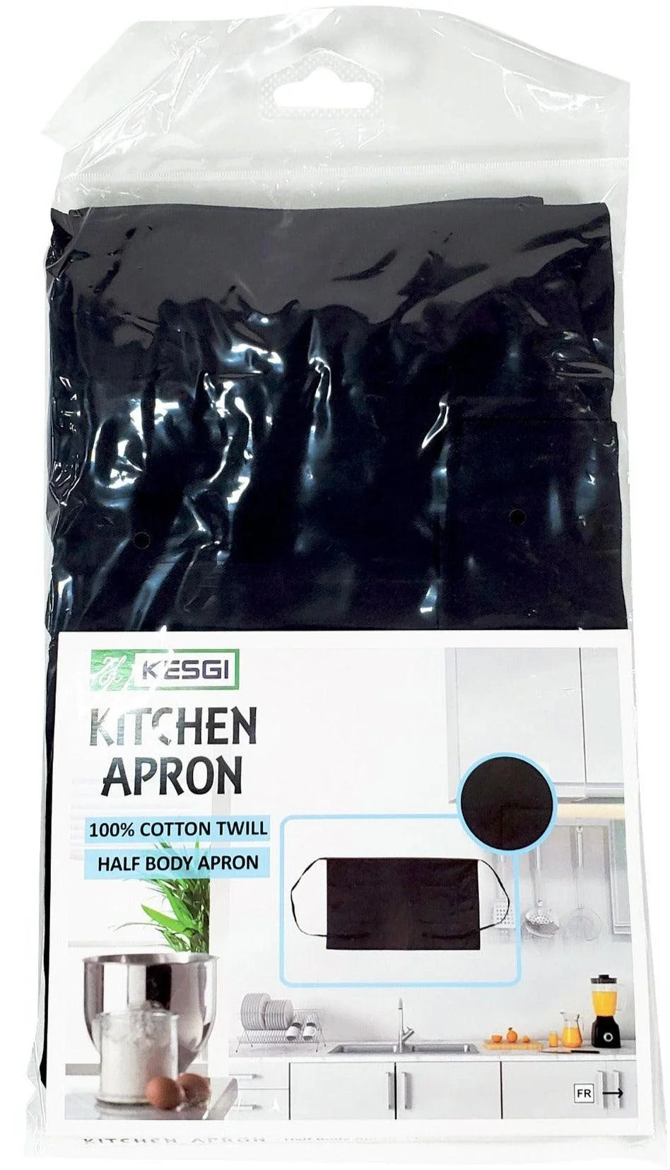 Kesgi - Apron - 1/2 Body - Black - 2 Pockets - AP004BL — Case (36 CT)