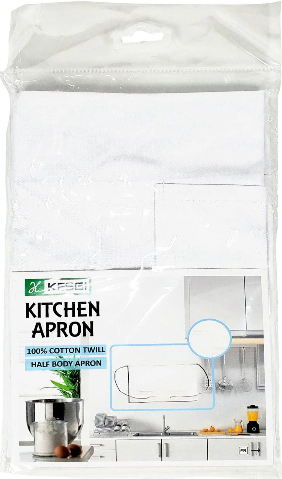 Kesgi - Apron - 1/2 Body - White - 2 Pockets - AP004WH — Case (36 CT)
