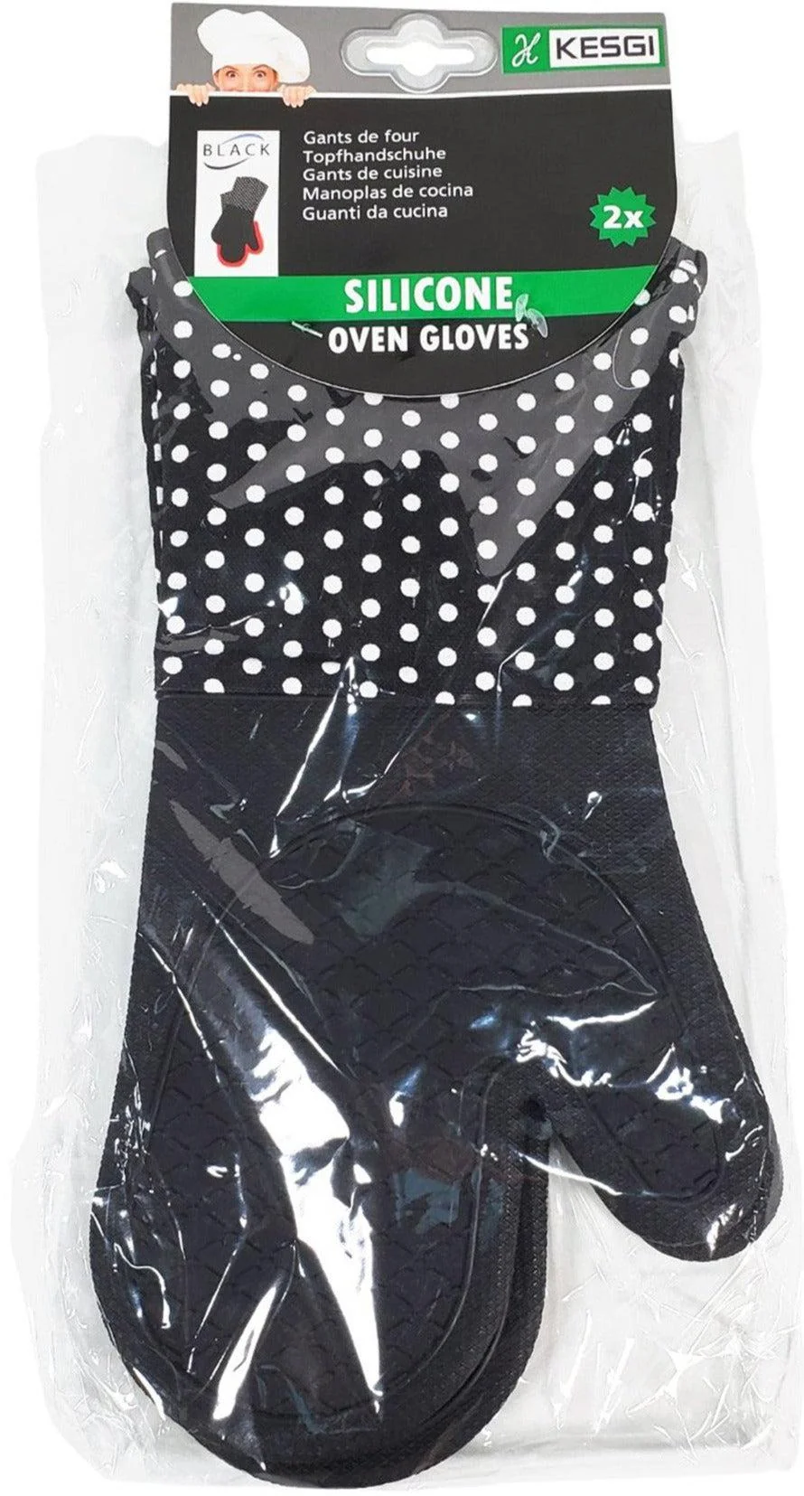 Oven Mitt - Silicone - Black (1 pair) - QF004Black — Case (30 x 2 CT)