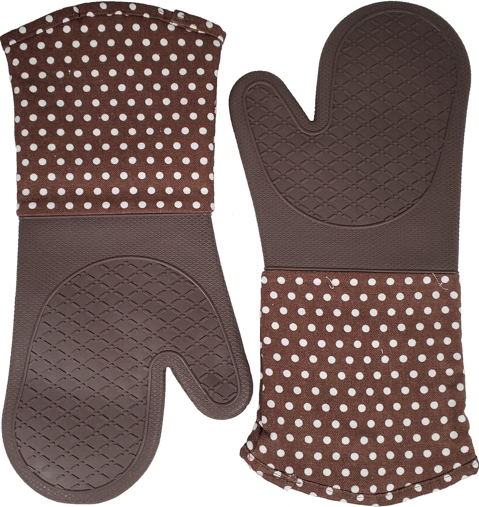 Oven Mitt - Silicone - Brown (1 pair) - QF004Brown — Each (2 CT)