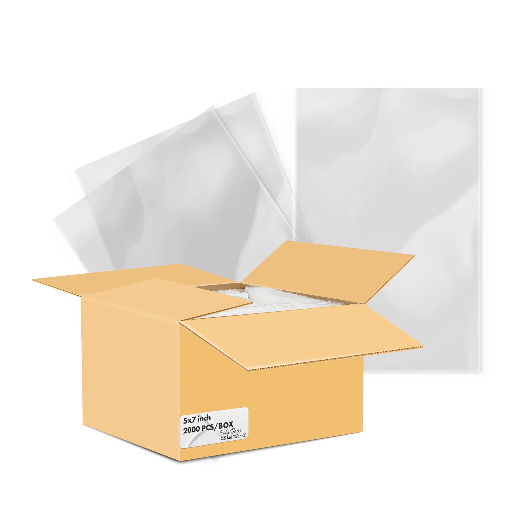 5"x7" - Plastic Bags - P.E. - 2.5 mil