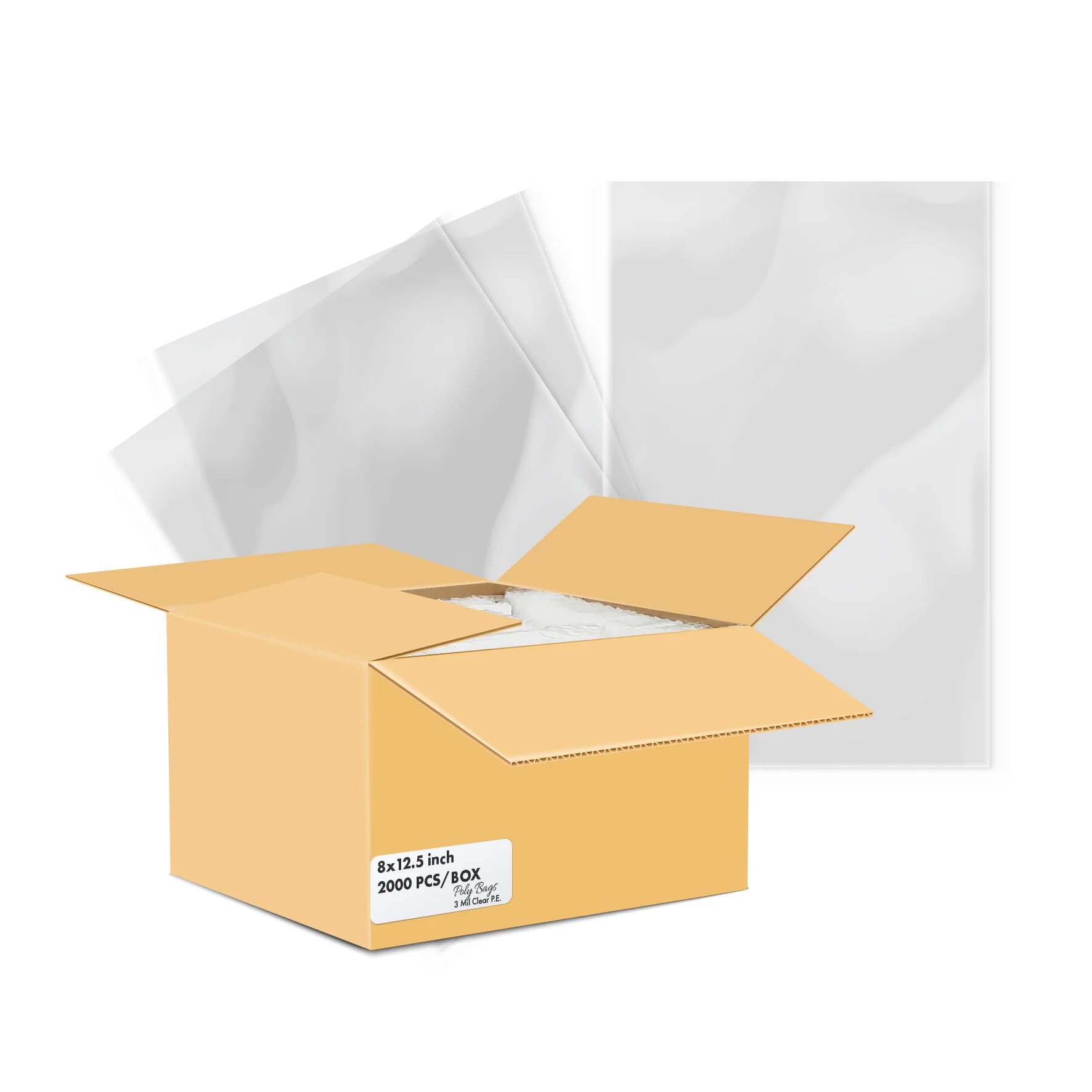 8"x12.5" Plastic Bags - P.P.U. - Shiny - 3 mil