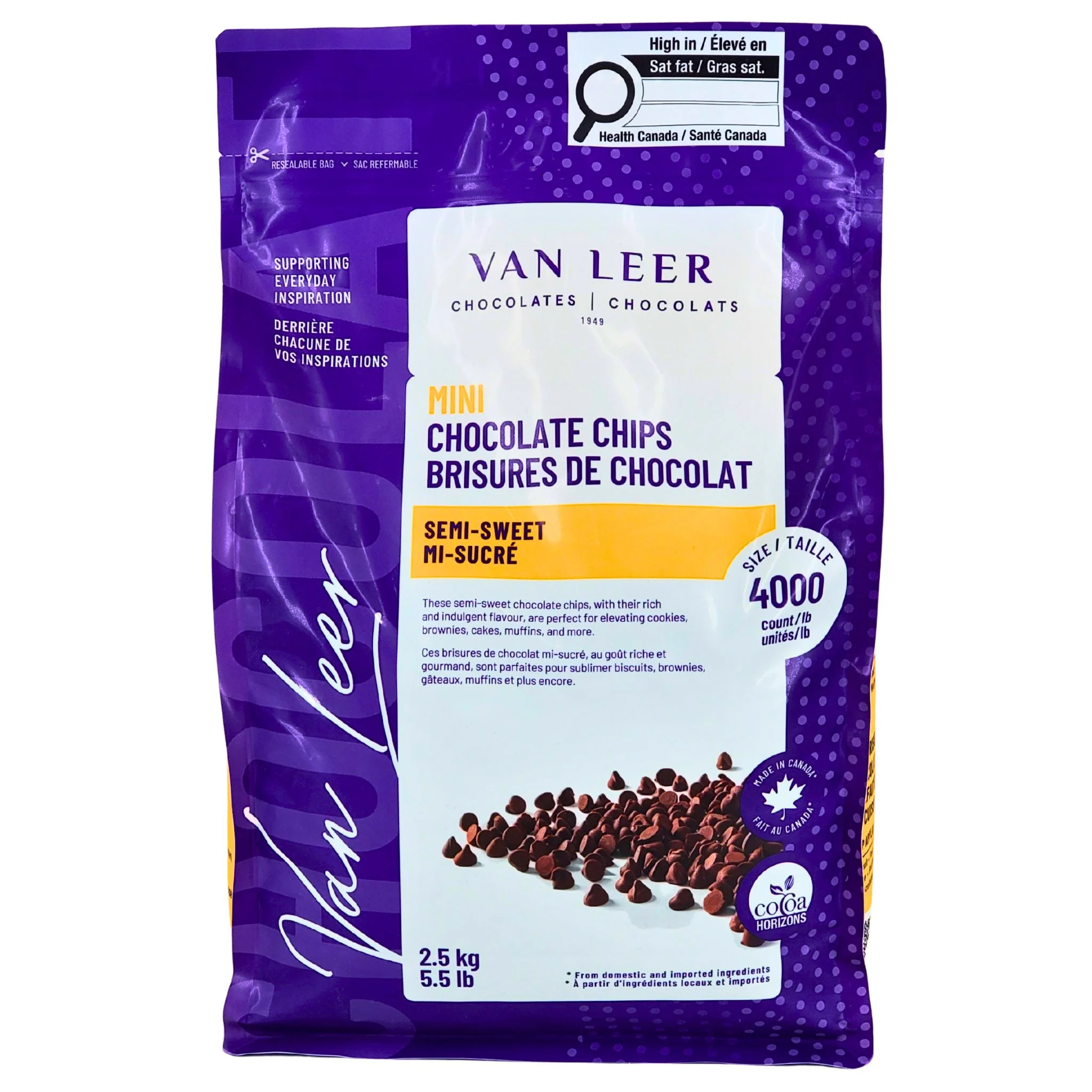 Van Leer - Dark Chocolate Delight - Baking Chip - 2.5 kg — Case (8 x 2.5 KG)