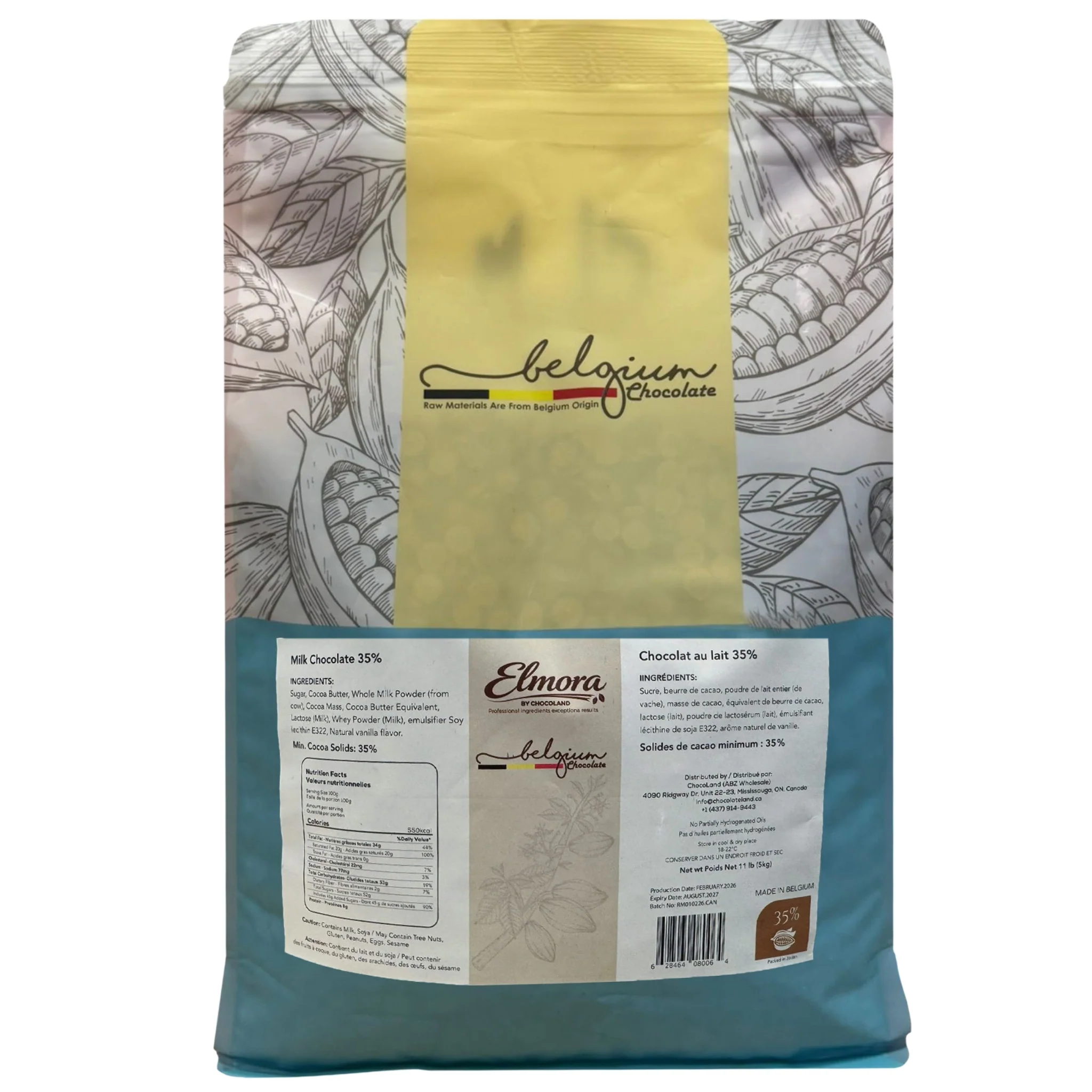 Elmora - Belgium White Real Chocolate Callets - 28% — Case (2 x 5 KG)